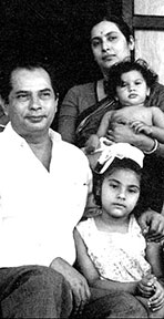 Bimal Roy with Manobina Roy and two of their children, Aparajita and Joy.